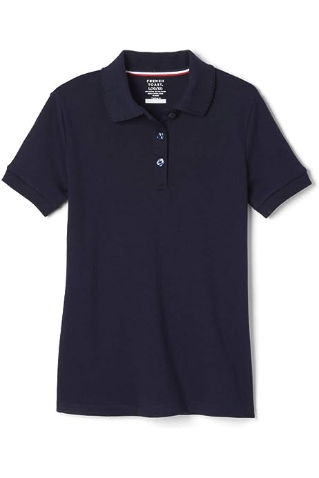 Girls' Short Sleeve Picot Collar Polo School Uniform Shirt (Standard and Plus)