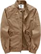 WenVen Men's Lightweight Cotton Flight Bomber Jacket Casual Military Windbreaker