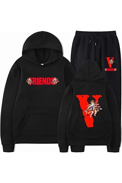 Unisex Big V Letter Hoodie Fashion Graffiti Long Sleeve Hip Hop Pullover Padded Hooded Sweatshirt for Men and Women