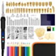 Wood Burning Kit, 110pcs Wood Burning Tool Professional Pyrography Kit Set DIY LCD Display Wood Burning Pen Burner Adjustable Temperature for Embossing Carving Soldering Tips