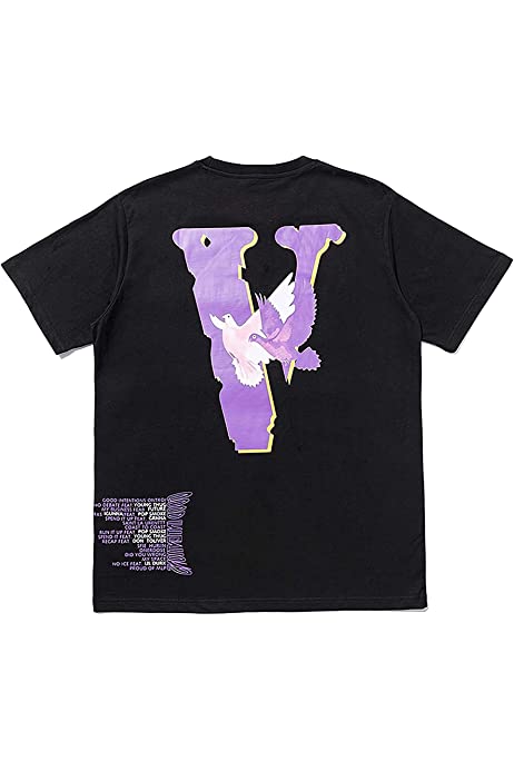 Men’s T-Shirt Fashion Big V Letter Printed Shirt Casual Couple Hip Hop Short Sleeve T-Shirt