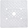 SlipX Solutions Accu-Fit 27&quot; Square Shower Mat | Extra Large Non-Slip Stall Mat for Elderly &amp; Kids Bathroom | Drain Holes, Strong Suction Cups, Machine Washable | XL White Pearl