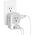 Multi Plug Outlet Extender with USB, TESSAN Electrical 4 Outlet Box Splitter with 3 USB Wall Charger, Multiple Power Outlet Expander for Cruise Dorm Essentials, Home, Office