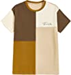 SOLY HUX Men's Color Block Short Sleeve T Shirt Letter Print Casual Tee Top