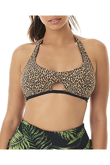 Skinny Dippers Women's Swimwear Fiji Flash Halter Tie Reversible Bikini Top with Removable Soft Cups