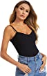 Verdusa Women's Sweetheart Neck Spaghetti Strap Rib Knit Solid Cami Top