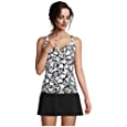 Lands&#39; End Womens Chlorine Resistant Underwire Wrap Tankini Top Black Havana Floral Dd-Cup 6