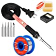 Soldering Iron Kit, 60W Soldering Iron with Interchangeable Iron Tips, 10-in-1 Adjustable Temperature Soldering Welding Iron Kit for any Hobby Enthusiast 110V US Plug