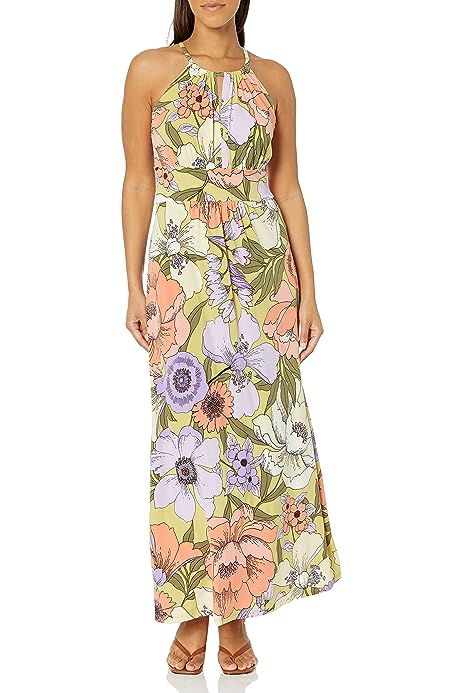 Women's Spaghetti Halter Maxi Dress with Keyhole