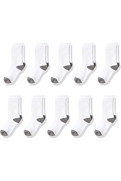 Unisex Kids and Toddlers' Cotton Crew Sock, 10 Pairs