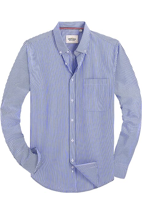 Men's Solid Oxford Shirt Long Sleeve Button Down Shirts with Pocket
