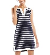 Nautica Women''s Breton Stripes Sleeveless V-Neck Stretch Cotton Polo Dress