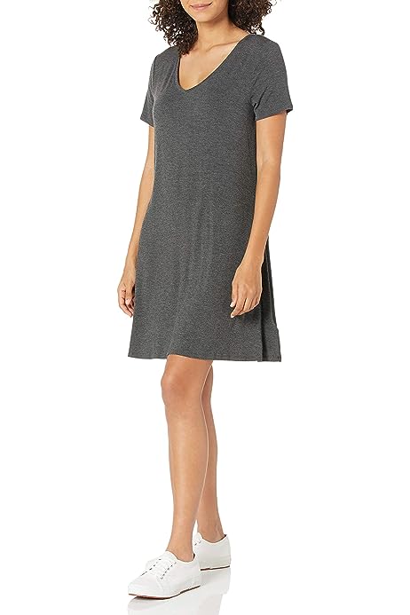 Women's Standard Short-Sleeve V-Neck Swing Dress
