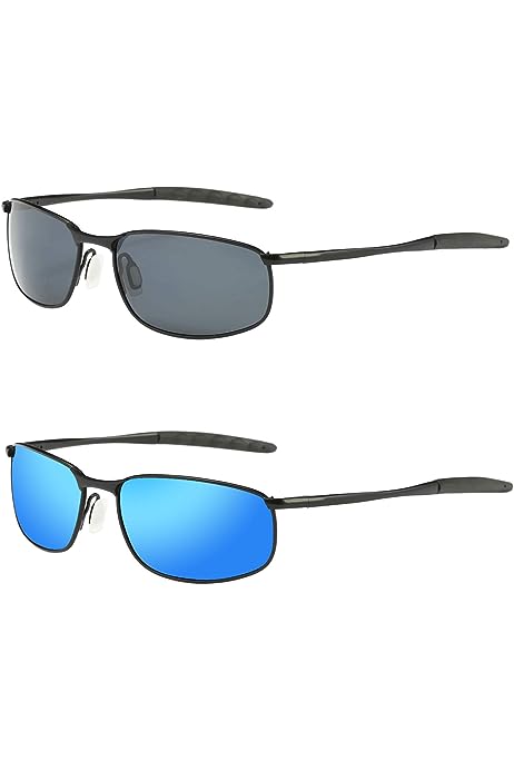 Polarized Sunglasses for Men, 8-base Curve Wrap Metal Frame for Fishing Sporting Driving with Sunglasses Case