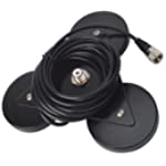 HYS Antenna Magnetic Mount UHF-Female (SO239) Connector, Heavy Duty Anti-Corrosion Magnet Base, Antenna Bracket with 5M/16.4ft RG-58 Cable for Yaesu Midland Icom Motorola Vehicle Mobile Transceiver CB
