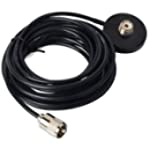 HYS Magnetic Mount 55mm UHF-Female (SO239) Connetcor with 5Meter (16.4FT) RG58 Cable PL259(UHF-Male) Connector for Yaesu Midland Motorola Mobile Transceiver CB Radio