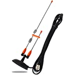 HYSHIKRA MS10 UHF VHF 2Meter 70cm Mobile Vehicel Whip Steel Antenna 17inches 2.15/3.5dBi High Gain with 3.5inches Magnetic Mount and 13.1ft RG58 Cable for Motorola Icom Yaesu Ham Mobile Transceiver