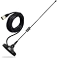 HYSHIKRA Magnetic Mount Antenna, Dual Band 144/430Mhz 19inches Whip Antenna with Magnet Base with 5M/16.4ft RG58 Cable for Yaesu Motorola Icom Midland Mobile Vehicle Transceiver