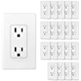 (20 Pack) CML 15 Amp Decor Receptacle Outlet with Screwless Wallplate, 15A/125V, 3-Year Warranty, UL Listed