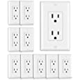 (10 Pack) CML 15 Amp Decor Receptacle Outlet with Decorator Wallplate, 15A/125V, 3-Year Warranty, UL listed, White