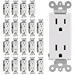 (20 Pack) CML 15A Decorator Wall Receptacle, 15 Amp Electrical Outlets, 3-Year Warranty, UL Listed, White