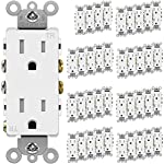 [40 Pack] BESTTEN 15 Amp Decorator Electrical Wall Receptacle Outlet, Child Safe Tamper Resistant, 15A/125V/1875W, Residential and Commercial Use, cUL Listed, White