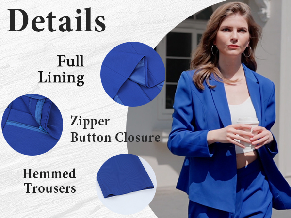 YUNCLOS womens suits set design details trousers hemmed