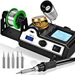 Preciva 927 II 60W Digital Display Soldering Iron Station Kit, 90°C- 480°C Adjustable Temperature, Auto Sleep, °C/ºF Conversion with 5 Extra Iron Tips, Solder Wire and Frame, Sponge, Suction Device