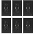 ELEGRP USB Charger Wall Outlet, Dual High Speed 4.0 Amp USB Ports with Smart Chip, 15 Amp Duplex Tamper Resistant Receptacle Plug NEMA 5-15R, Wall Plate Included, UL Listed (6 Pack, Glossy Black)