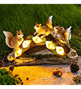GIGALUMI Garden Squirrel Statues Solar Light Garden Figurines Outdoor Ornament, Solar Squirrel On...