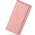 YOUBDM Trifold Quilted Wallet For Women Large Capacity Leather Wallet Long Clutch Ladies Credit Card Holder Checkbook Organizer Coin Purse