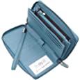 Bveyzi Women RFID Blocking Wallet Leather Zip Around Phone Clutch Large Capacity Ladies Travel Purse Wristlet (Lake Blue)