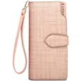 Leather Zip Around Wallet for Women, Genuine Leather Gift Box Packing Ladies Fashion Clutch Purse Credit Card Holders Women&#39;s Designer Phone Wallet with Wristlet Casual Woman Bifold Wallet (Rose Gold)