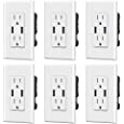 ELEGRP USB Charger Wall Outlet, Dual High Speed 4.0 Amp USB Ports with Smart Chip, 15 Amp Duplex Tamper Resistant Receptacle Plug, Wall Plate Included, UL Listed (6 Pack, Glossy White)