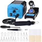 YIHUA 939-II Pyrography Pen Wood Burning Kit Station 250~750℃/482~1382℉ Temperature Adjustable with 20 Wire Nibs, 1 Stable Pen Holder, 2 Stencils, 2 Scrap Wood, 1 S/S Tweezers, and 1 Pliers (Blue)