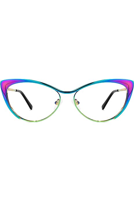 Oversized Cat Eye Blue Light Blocking Glasses for Women Metal Eyewear Ellen VFM0176