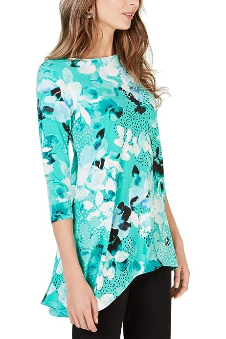Womens Hi-Low Printed Tunic Top
