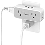 Multi Plug Outlet Splitter with USB, TESSAN 4 Electrical Multiple Outlet Extender with 3 USB Wall Charger, Mini Double Plug Expander for Travel, Home, Office, Dorm