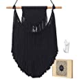 Samaridan Black Macrame Wall Hanging Woven Boho Wall Decor Handmade Home Geometric Art Decoration for Apartment Bedroom Living Room Gallery Small Size 14&quot;W x 18.5&quot;L
