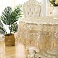 Lace Tablecloth Floral Embroidered Decor Macrame Round Table Cloth for Spring Summer Holiday Outdoor and Kitchen Dining-Room Dinner Country Kitchen