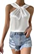 WDIRARA Women's Leopard Print Halter Top Shirt Casual Button Sleeveless Vest
