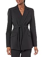 The Drop Women's Ren Wrap Front Belted Blazer, Black, XXS