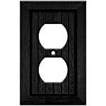 Aiaabq - Single Duplex 1 Pack Light Switch Cover Elegant black wood grain Print Textured Outlet Switch Cover Wall Plate