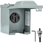 RVShark 50 Amp 125/250 Volt RV Power Outlet Box, Enclosed Lockable NEMA 14-50R RV Outdoor Electrical Receptacle, Weatherproof 50 Amp RV Receptacle for RV Camper Travel Trailer Motorhome
