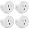 Mini Smart Plug,WiFi Socket Works with Alexa and Google Home,Plug-in Outlet Remote Control and Timer Function, ETL FCC Listed, No Hub Required,2.4G Wi-Fi Only,10A 1200W,4-Pack,White