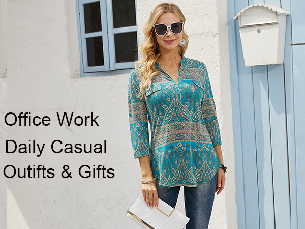 womens tops summer 3/4 sleeve
