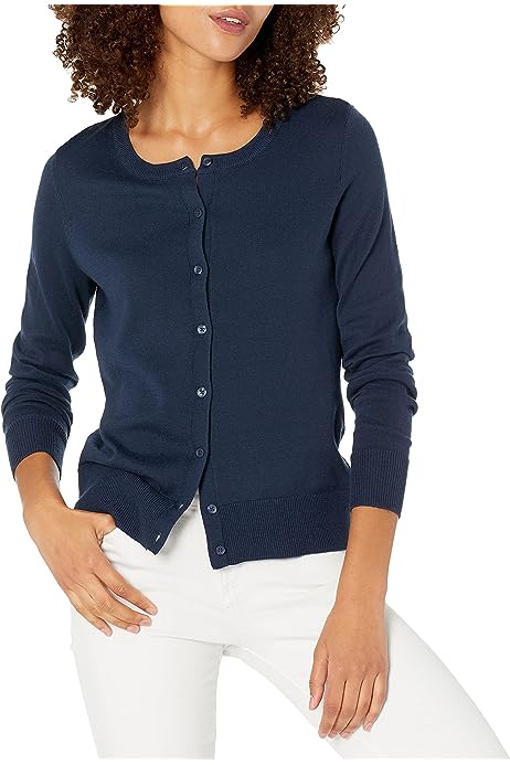 Women's Lightweight Crewneck Cardigan Sweater (Available in Plus Size)