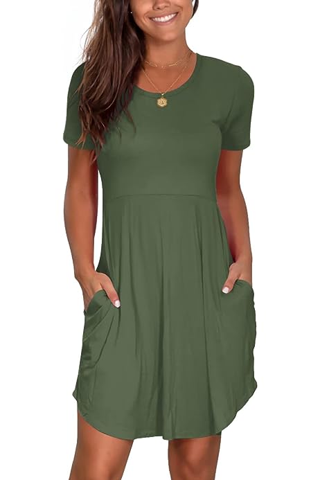 Women's Casual Dresses Short Sleeve Summer Dress with Pockets