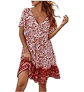 HUANKD Women''s Bodycon Dresses Fashion Bohemian Style Printed Casual Halter Neck Long Dress Summe...