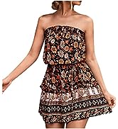 HUANKD Women''s Bodycon Dresses Fashion Bohemian Style Printed Casual Halter Neck Long Dress Summe...